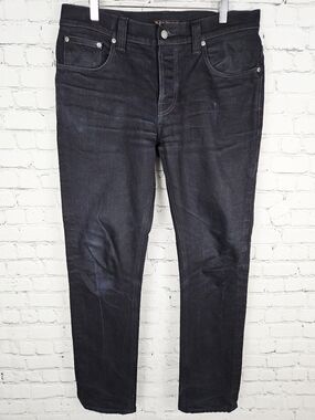 NUDIE JEANS | Grim Tim button fly slim straight dark jeans